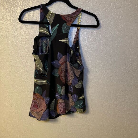 Trina Turk | Asymmetric Silk Racerback Chain Tank - Picture 2 of 5